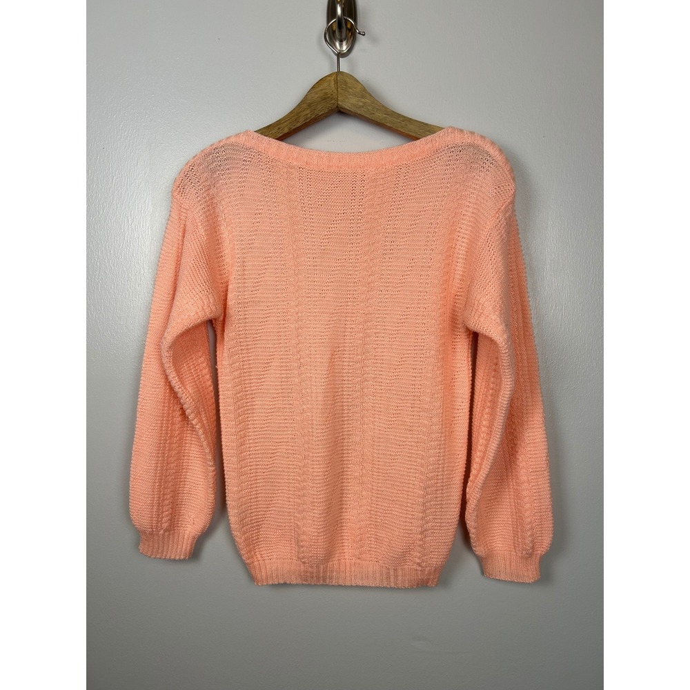 Vintage SPUNKY Pink Peach Knit Sweater‎ Pullover Size Medium? USA Ski Jumper